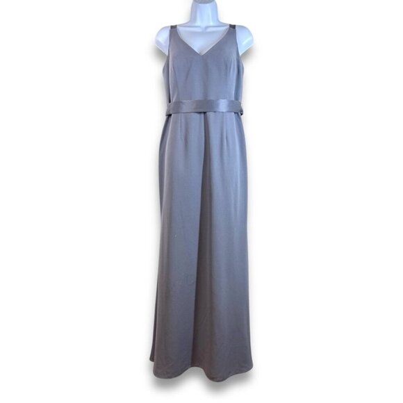 White by Vera Wang  V-neck Open Back Bridal Long Gray Gown Size 12 - Picture 2 of 16